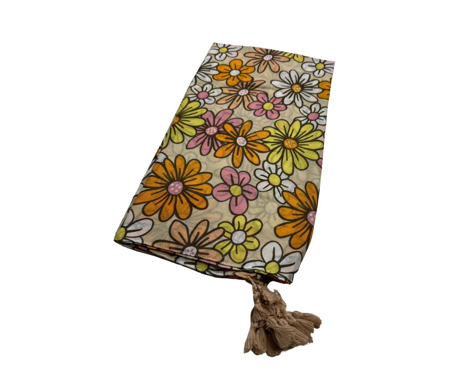 Floral Printed Cotton / Polyester Scarf For Women