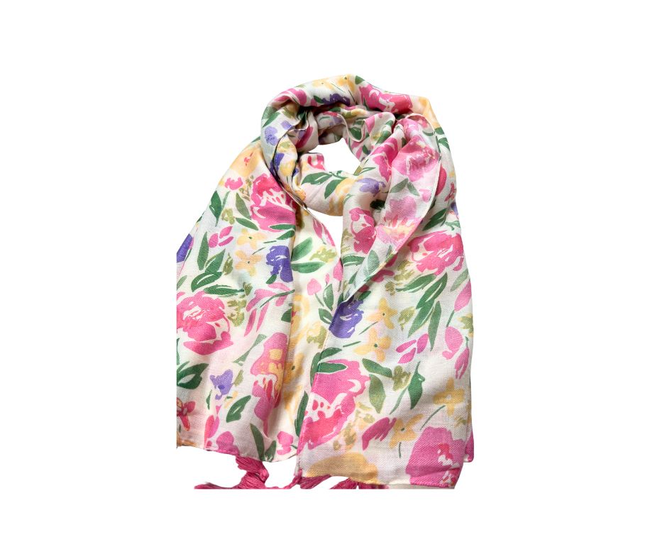 Pink Floral Cotton scarf for Women