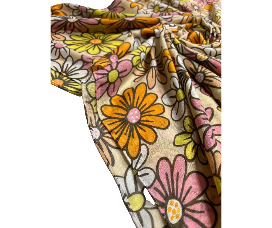 Floral Printed Cotton / Polyester Scarf For Women