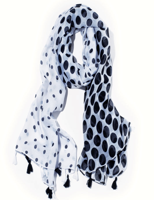 Viscose Scarf - Polka Dot Printed Black