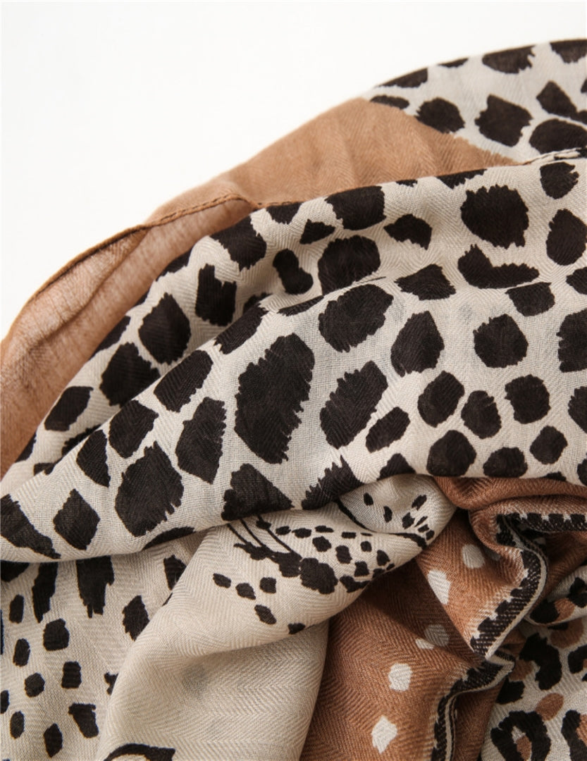 Tiger Printed Cotton/ Viscose Scarf For Women
