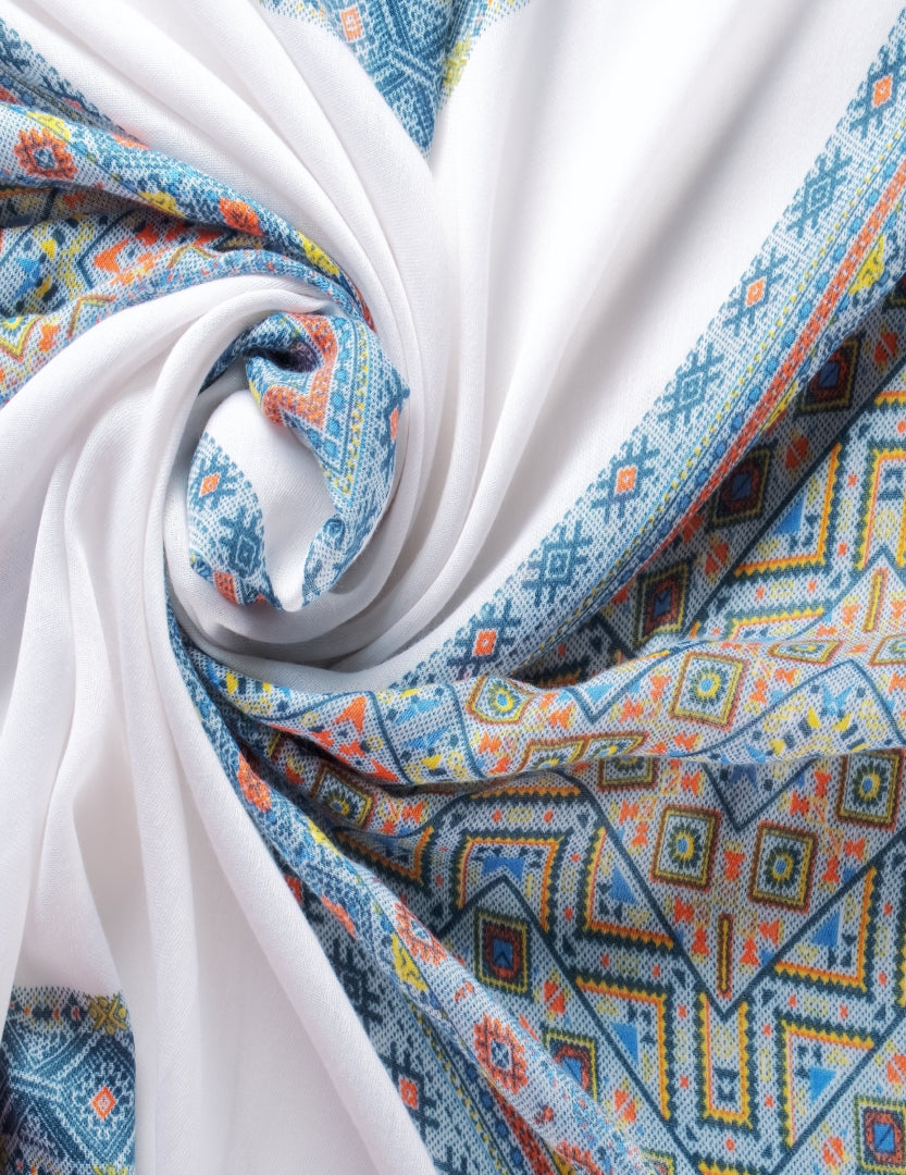 Cotton / Viscose Scarf - WHITE