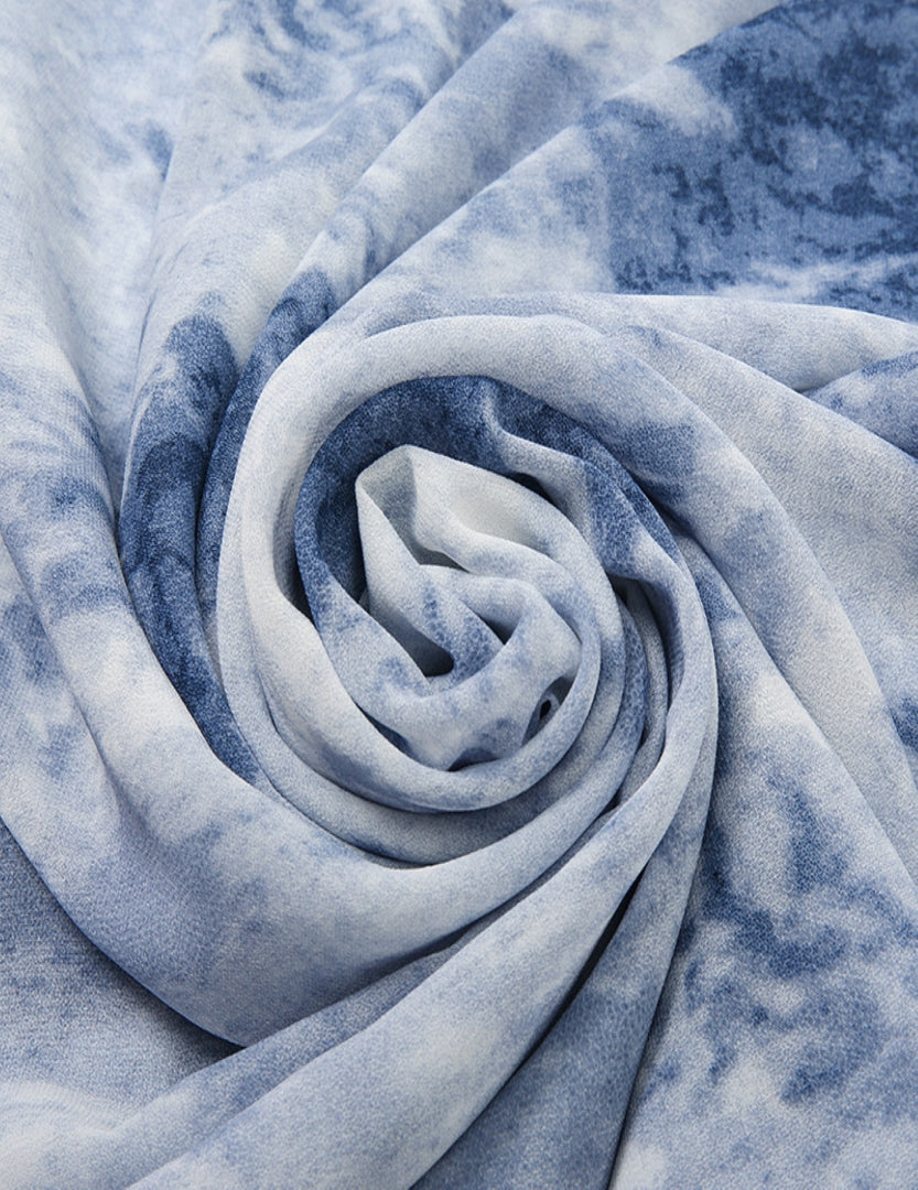 Tie & Dye Chiffon Scarf - BLUE