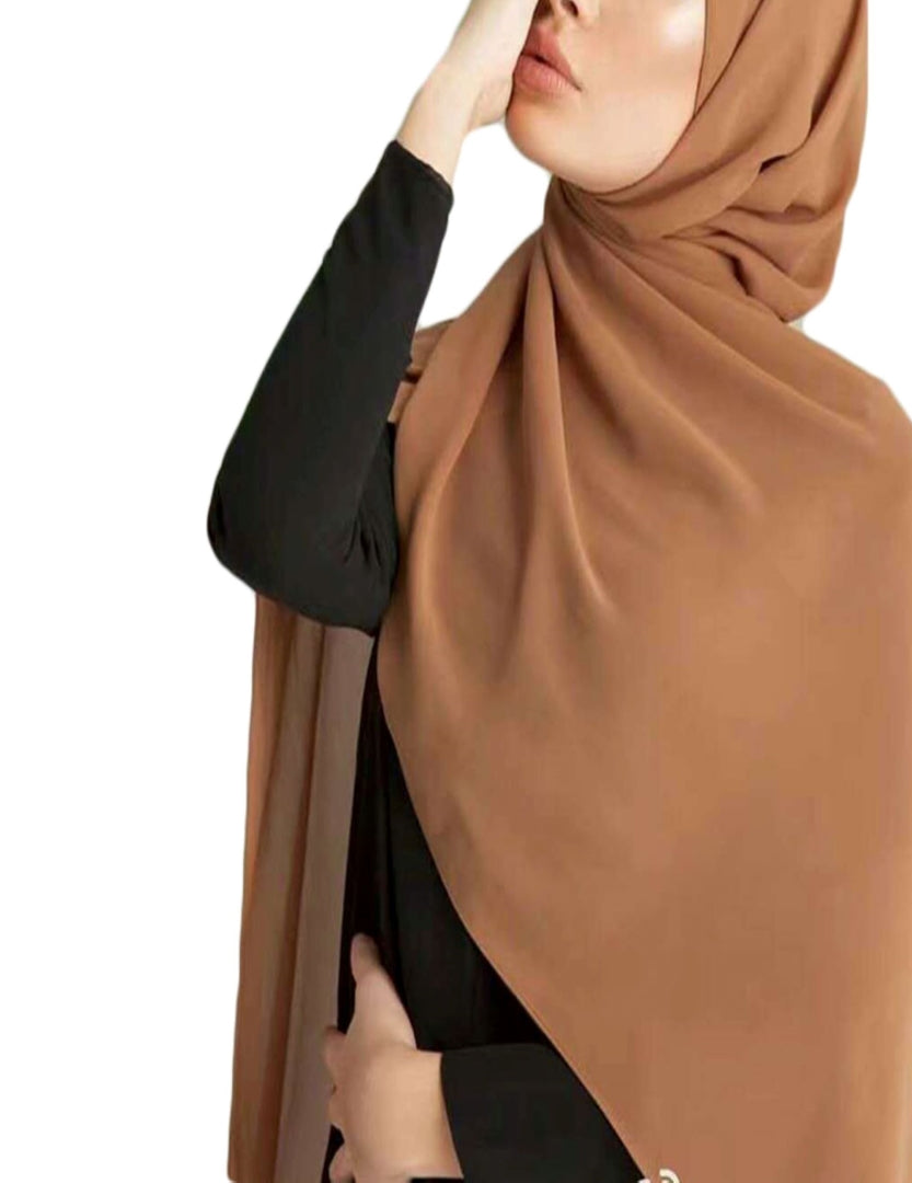 Chiffon Plain Scarf/Hijab - DARK BROWN