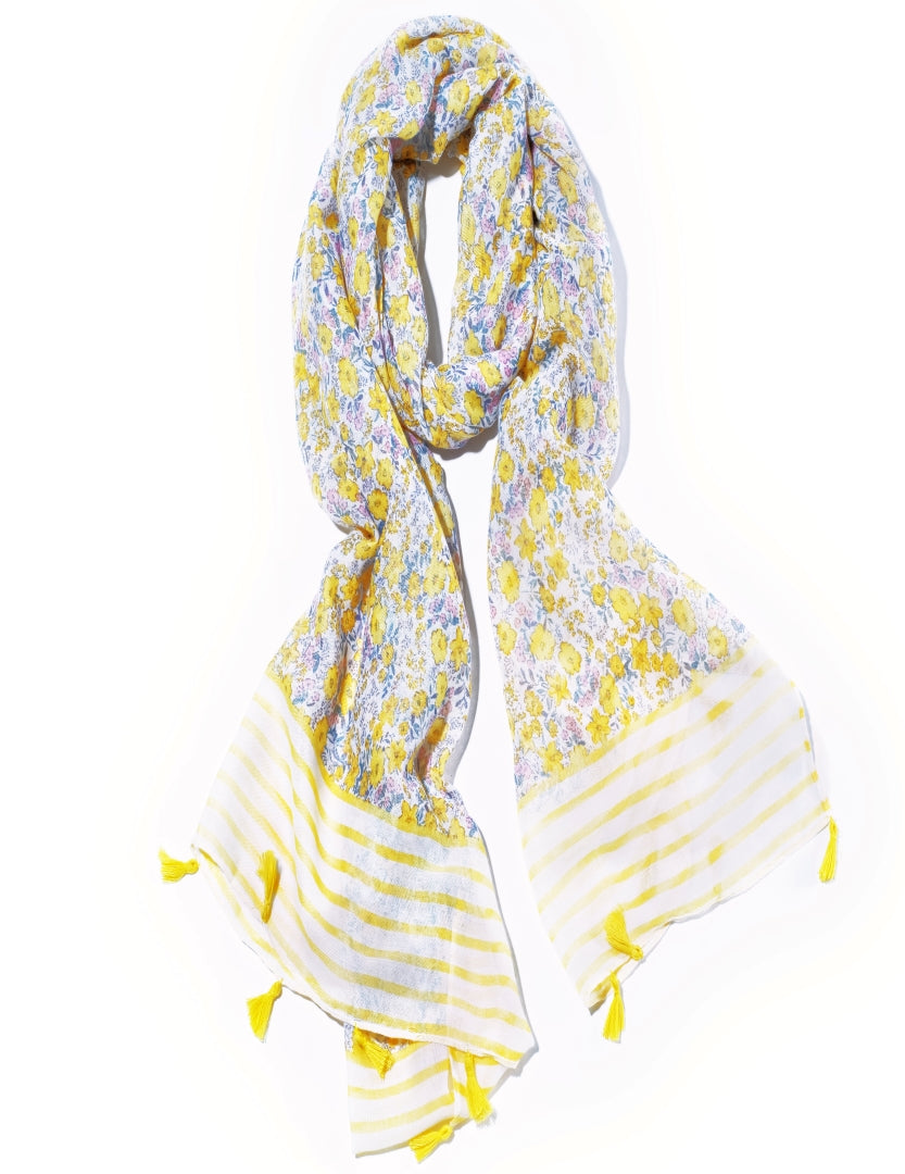 Printed Floral Cotton Scarf For Women