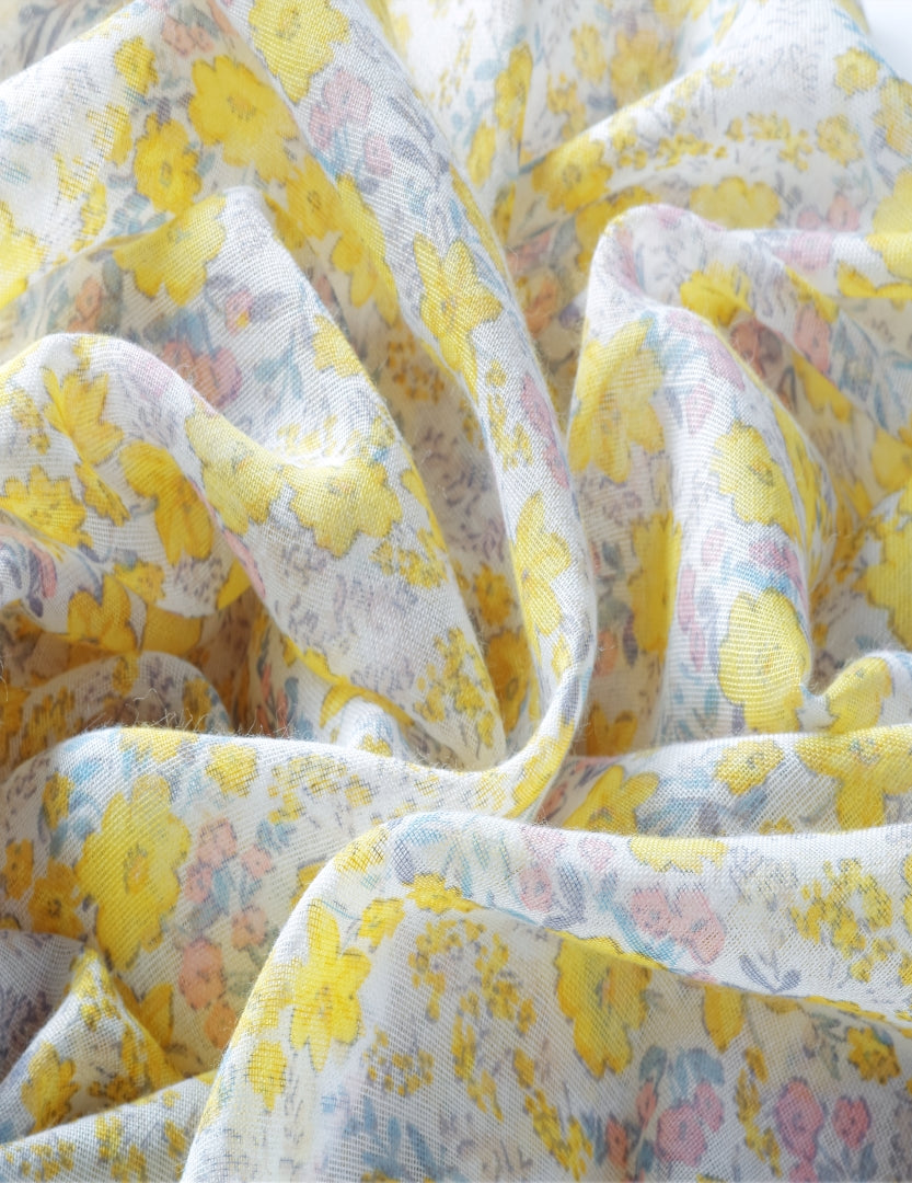 Printed Floral Cotton Scarf For Women