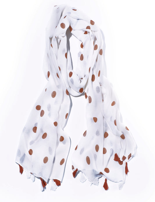 Viscose Scarf - Polka Dot Printed Brown