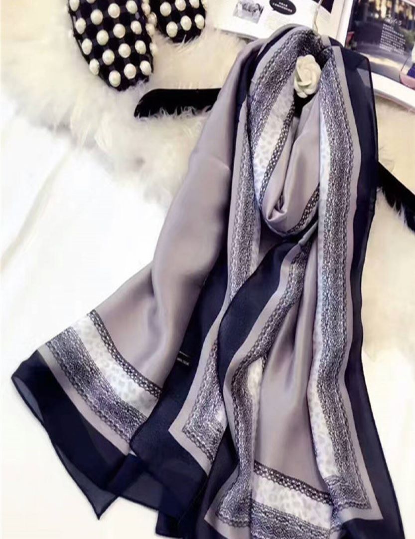 Elegant Silk Scarf/Hijab - GREY