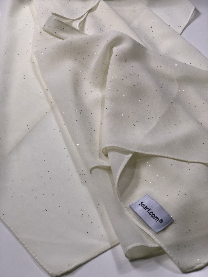 Chiffon Shimmer Scarf/Hijab - Pearl White