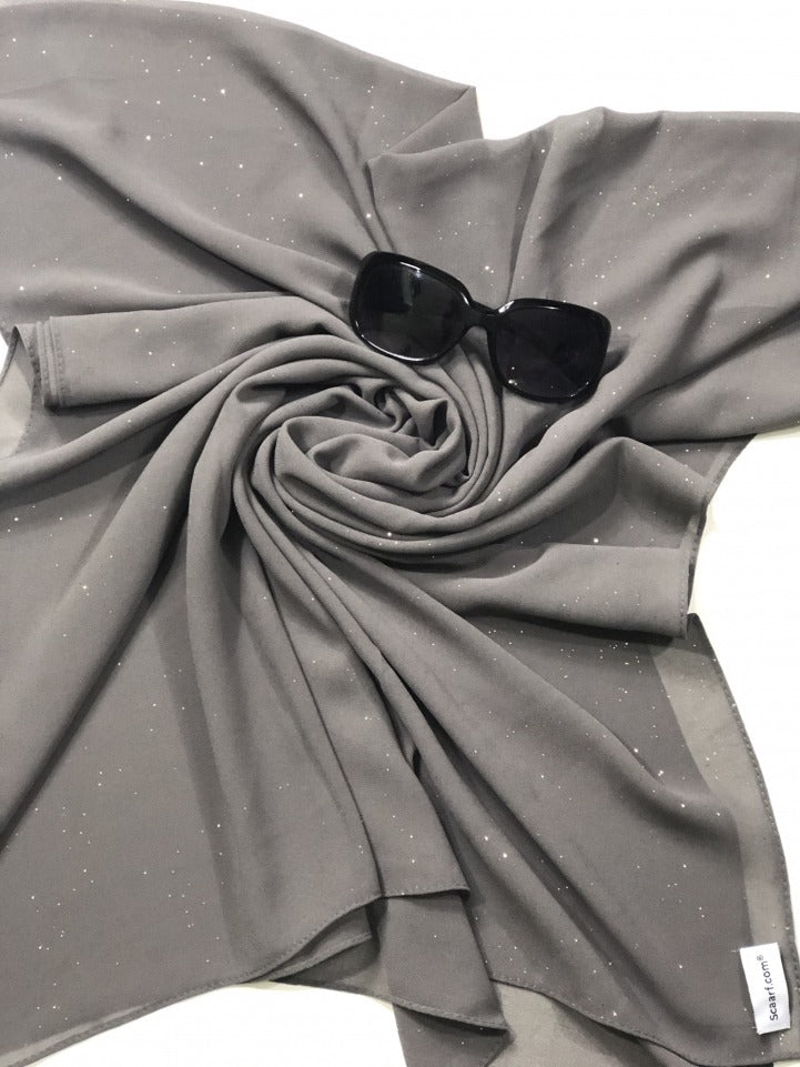 Chiffon Shimmer Scarf/Hijab - Grey