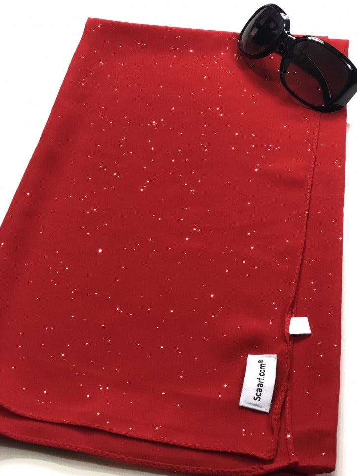 Chiffon Shimmer Scarf/Hijab - Red