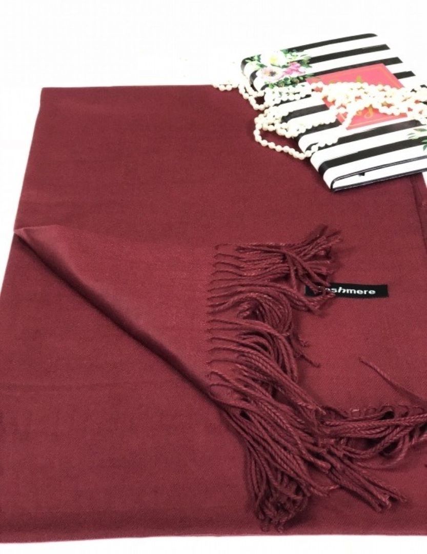 Elegant Solid Cashmere Shawl / Wrap- MAROON