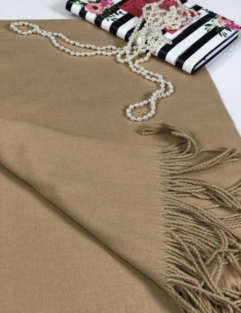 Elegant Solid Cashmere Shawl / Wrap - BEIGE