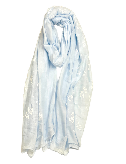 Cotton /Viscose Embossed Scarf- Blue