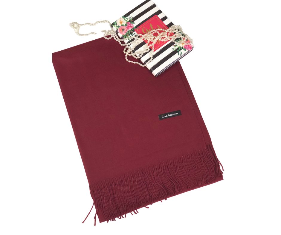 Elegant Solid Cashmere Shawl / Wrap- MAROON