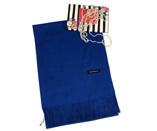 Elegant Solid Cashmere Shawl / Wrap - BLUE