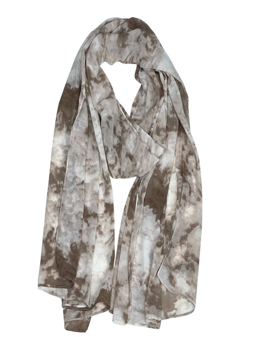 Tie & Dye Chiffon Scarf - BROWN